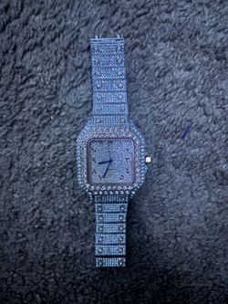 Iced Out Cartier Watch rose gold tint