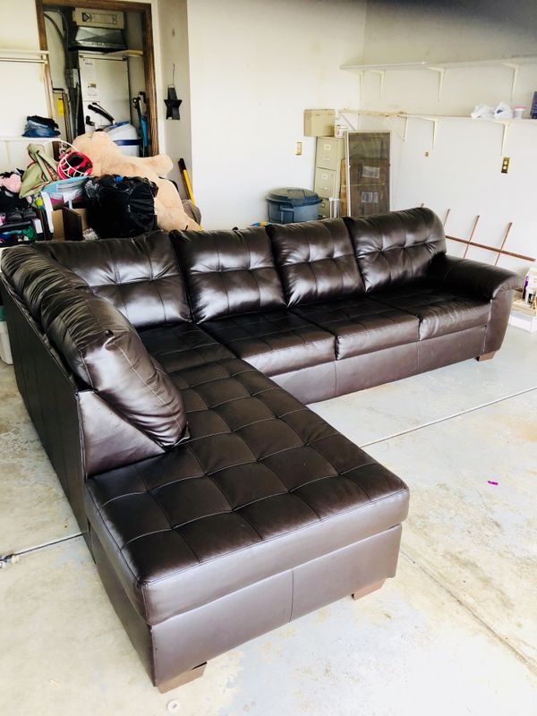 Dark Brown Leather L Shaped Sectional Sofa Couch Excellent Condition For In Westfield Offerup