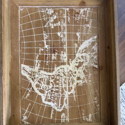 Decorative Wooden Map Tray 