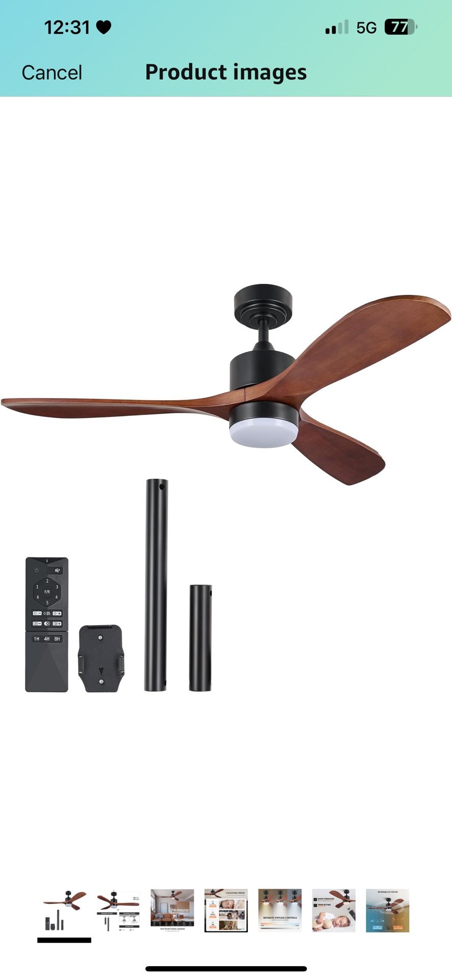 VONLUCE Ceiling Fans with Lights, 52 Inch Ceiling Fan with Remote