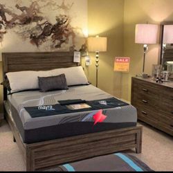 Millie Brownish Gray Panel Bedroom Set/Bed,dresser, Mirror, NightStand//Mattress Sold Separately 
