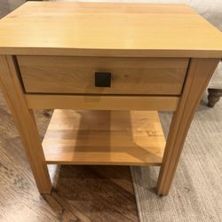 Two Solid Wood (Maple) Bedside Tables/Nightstands w Warm Natural Finish