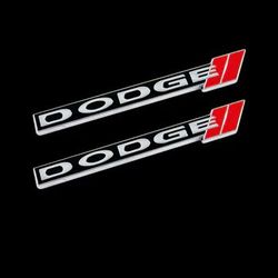 BRAND NEW UNIVERSAL 2PCS 3D DODGE METAL STEEL TRUNK EMBLEM BADGE STICKER