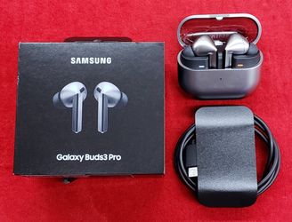 Samsung Galaxy Buds3 Pro Wireless Bluetooth Earbuds with Charging Case, USB-C Cable, and Box - SM-R630 - Silver - Working