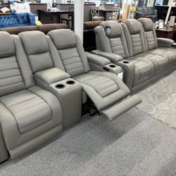 NEW✳️$10 Down Payment Finance 🤡Backtrack Gray Power Reclining Living Room Set