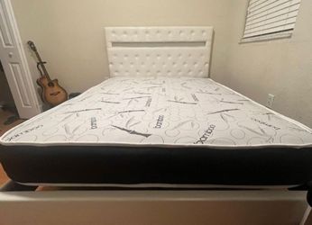 Bed Frame White Full Size Led (Mattress Sale For Separated)