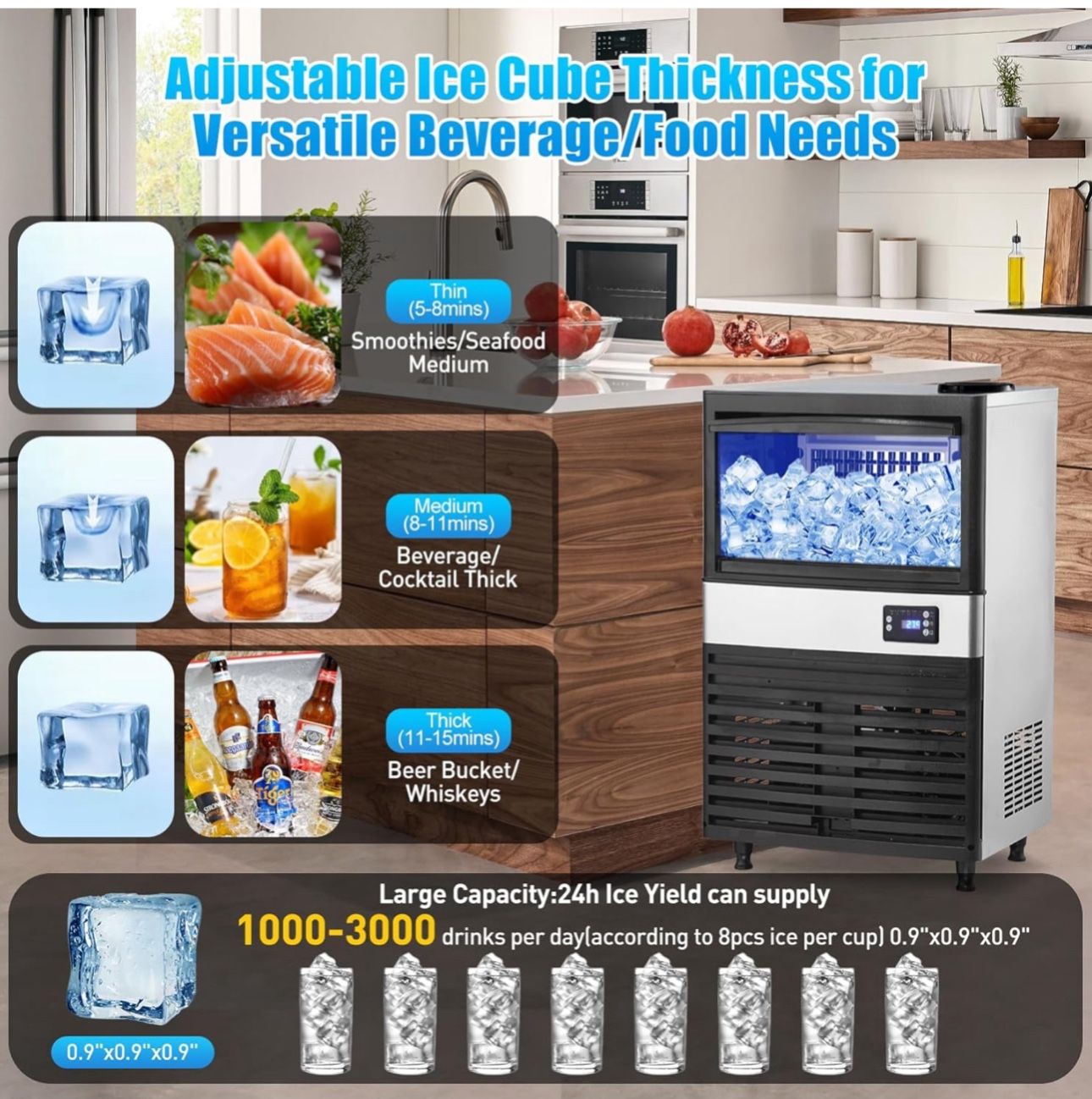 *Brand New* 120lb COMMERCIAL ICE MAKER! Add Water from Tap w/ Included Filter OR from Water Jug