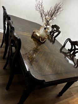 Dark Wood Dining Table with Chairs