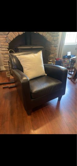 Espresso Faux Leather Accent Chair – $25