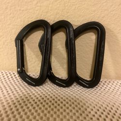 Lot Of 3 Petzl Spirit Non-Locking Carabiners Sport Climbing Straight Gate Black