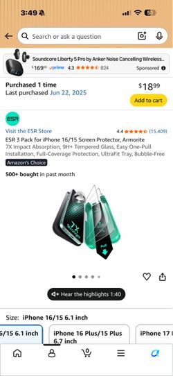 Screen protector iPhone 15/16 3pk