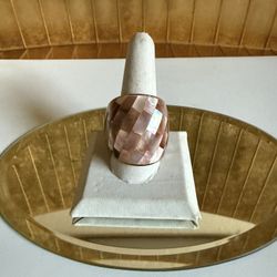Boho, Dark Pink, Mother, Pearl, Inlay Mosaic Ring Cocktail