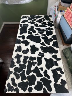 Cow print painted desk