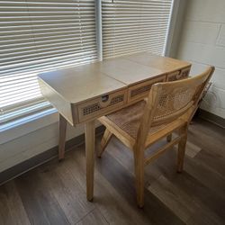 Urban Outfitters Rattan Vanity Desk with Mirror & Chair Set