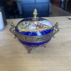 Vintage Cobalt blue limoges porcelain Fragonard victorian 