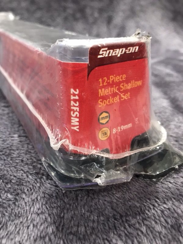 New Snap On 212FSMY 12 Pc 6 Point Metric Shallow Socket Set 8 19