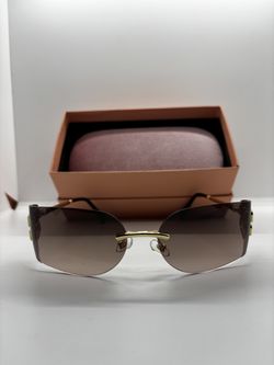 Rimless Oval Sunglasses – Black, Purple, or Brown Lenses / Gold Detail