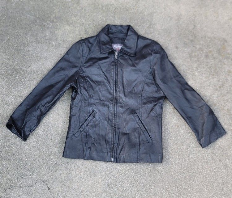 Vtg Wilson's Kids Black Leather Jacket