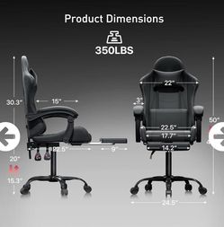 Black Gaming Chair with Footrest