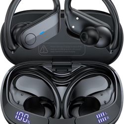 Wireless Earbuds Bluetooth Headphones 75Hrs Playtime Sport Earbuds Noise Cancellation HiFi Stereo Sound with LED Dispaly, IPX7 Waterproof Bluetooth Ea