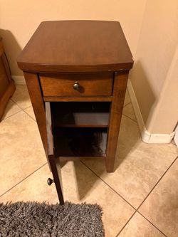 Wood Nightstand with Drawer and Cabinet