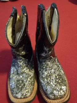 Girls size 11 Firelli glittery and lace western boots