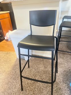Set of 3 Black Counter Height Bar Stools – Good Condition