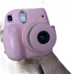 Fujifilm Instax Mini 7 Polaroid Camera With Pink Case And film For Ten Pictures.
