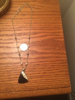22” Silvertone Necklace With Reversible Pendant