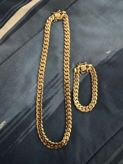 Cuban Link Chain And Bracelet Set 8mm