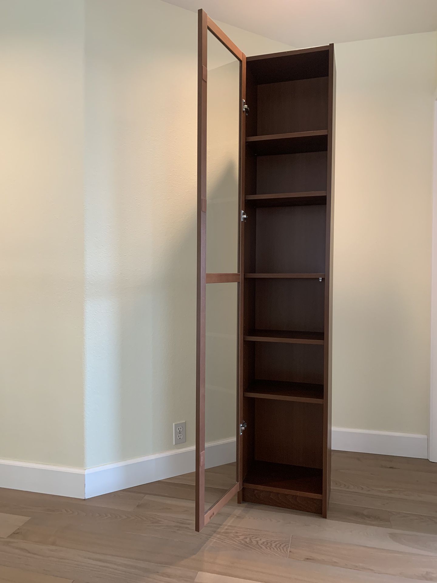 Tall Book Case Or Display Cabinet With Glass Door 