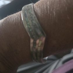 Alpaca Mexico Vintage Abalone V Angled Cuff Bracelet 