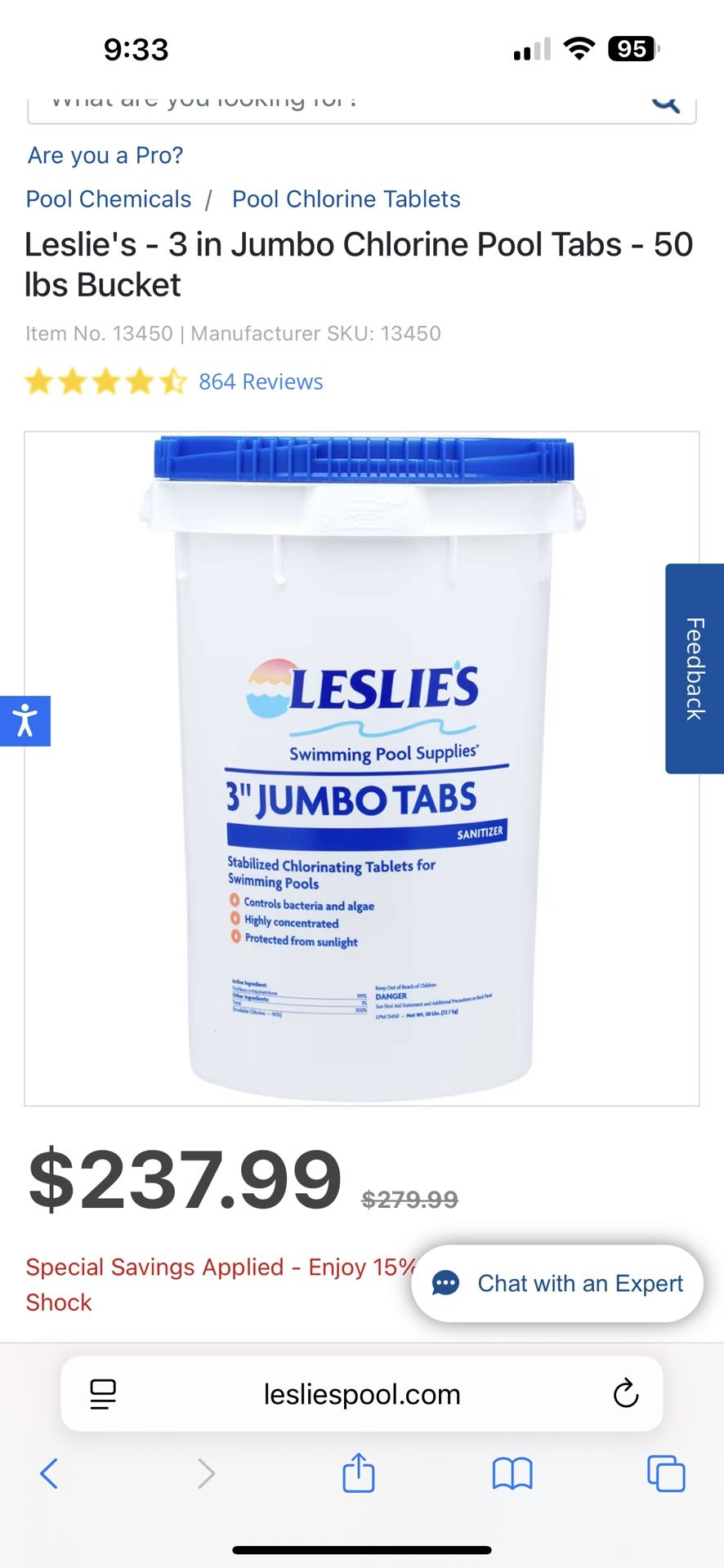 Jumbo Tabs Pool Chlorine Tabs