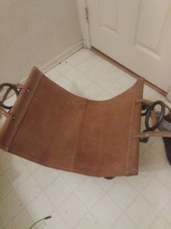 Iron Log Rack with Leather Firewood Carrier