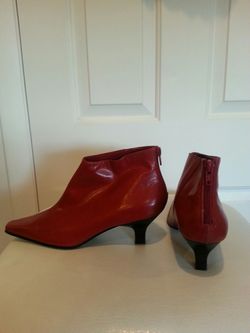 Red leather boots by Enzo Angiolini