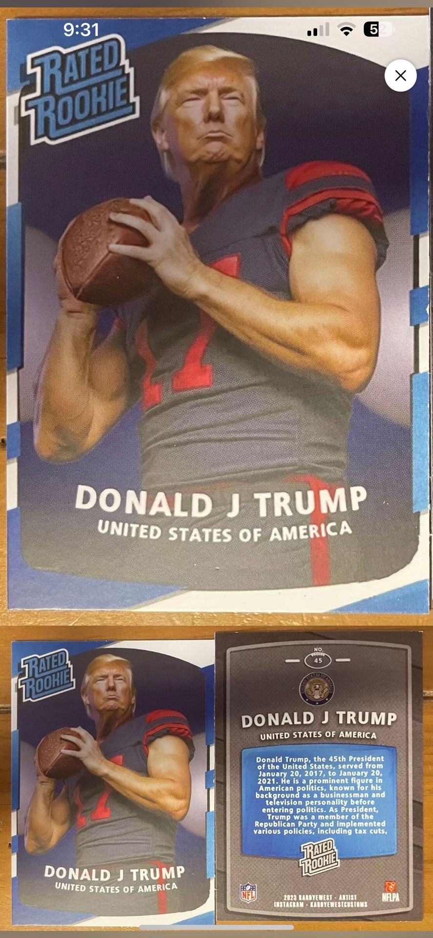 Rare Donald Trump rated Rookie Card!,New Products : American Fashion Style Bags On Sale