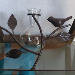 Desktop Glass & Wood Planter