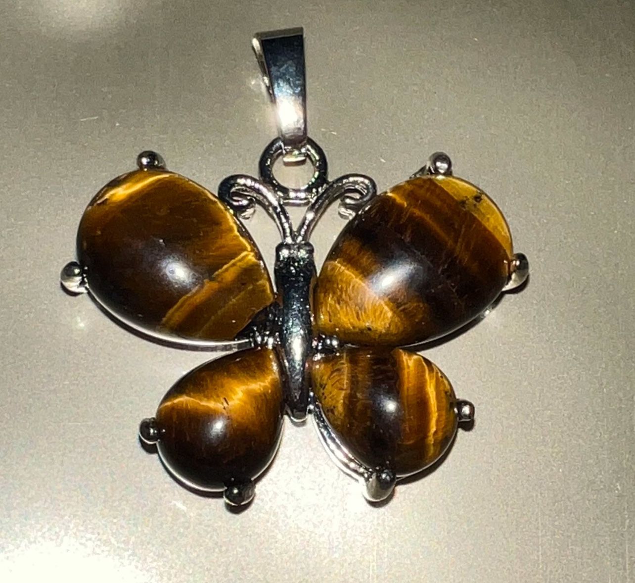 Tigereye natural healing crystals butterfly charm charm