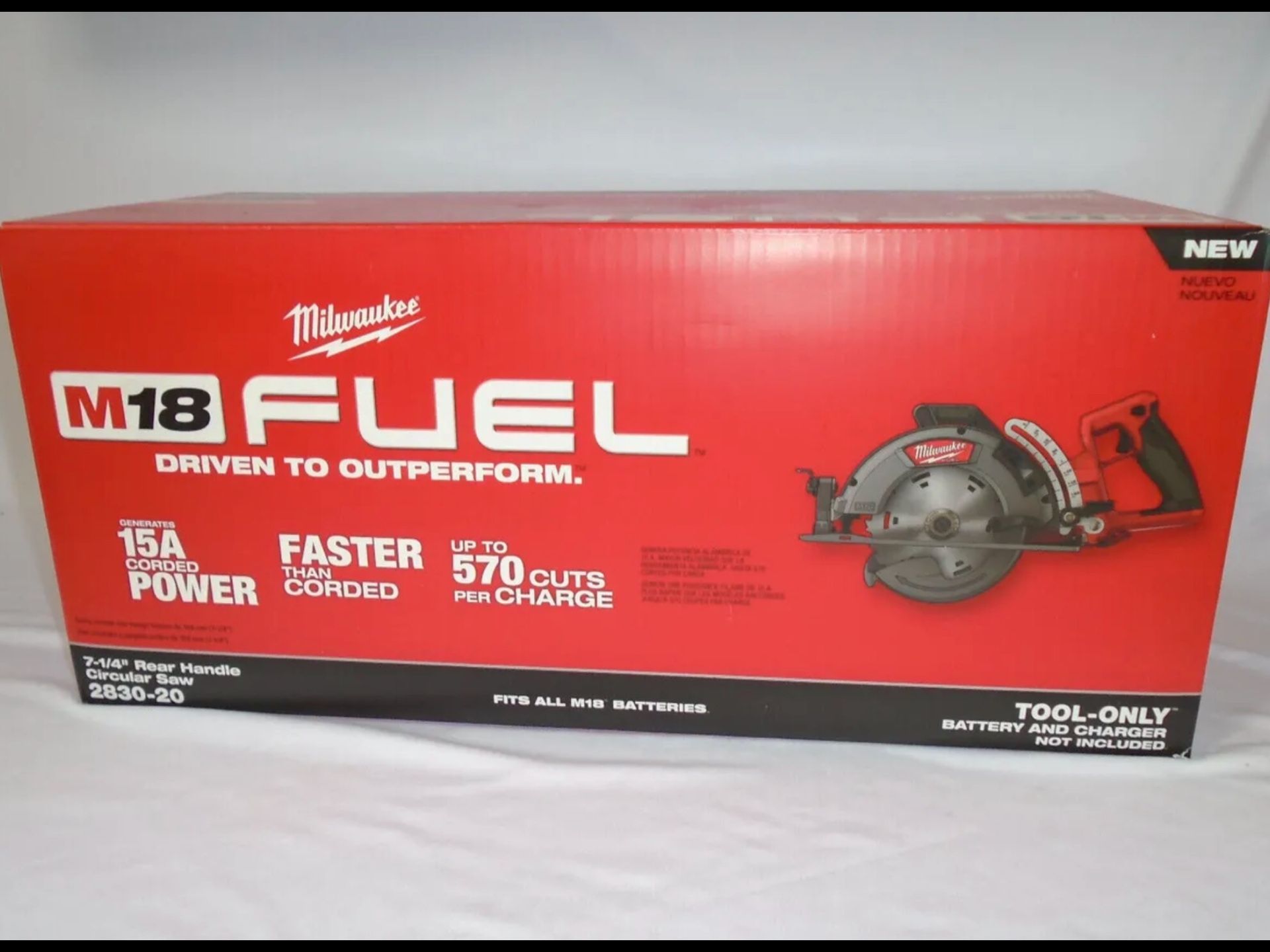 Milwaukee M18 FUEL Rear Handle Circular Saw 7-1/4”. Brand NEW. Tool Only. NUEVO
