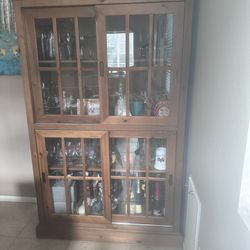 Curio Cabinet: Solid Wood!!! Book Shelf/Bar