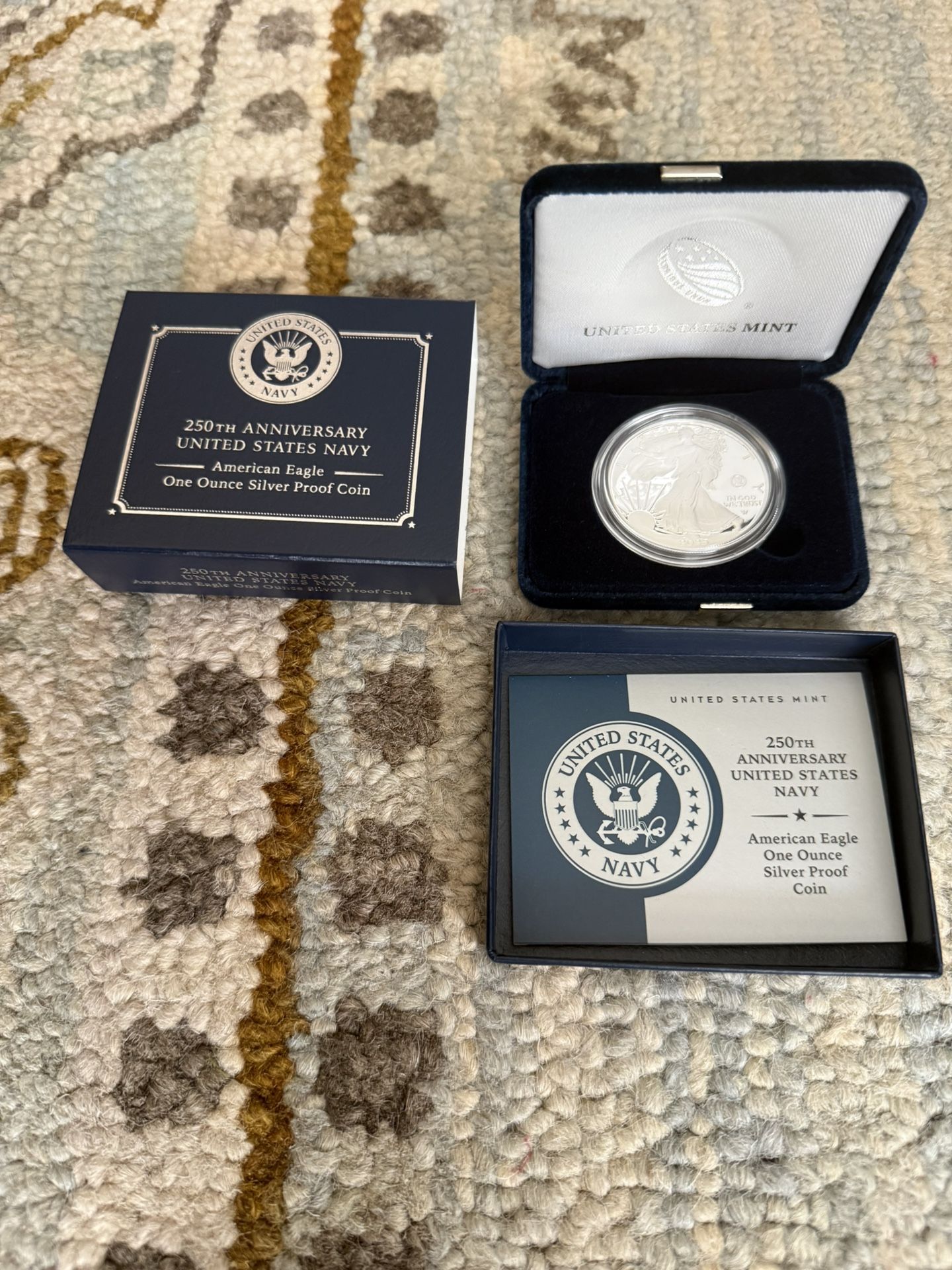 Collectible 2025 U.S. Navy 250th Anniversary Silver Proof Coin – Display Box Included