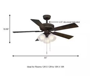44 in. Indoor Oil Rubbed Bronze LED Ceiling Fan