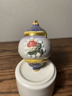 Christmas ORNAMENT Snowman trinket box Ball Bulb opens up