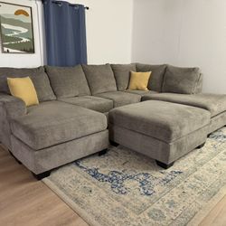 Gray Sectional w/ Storage ottoman, Delivery Available