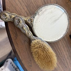 Antique Brush And Mirror 
