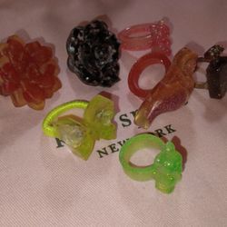 Lot Of seven Different New Unique Resin Rings