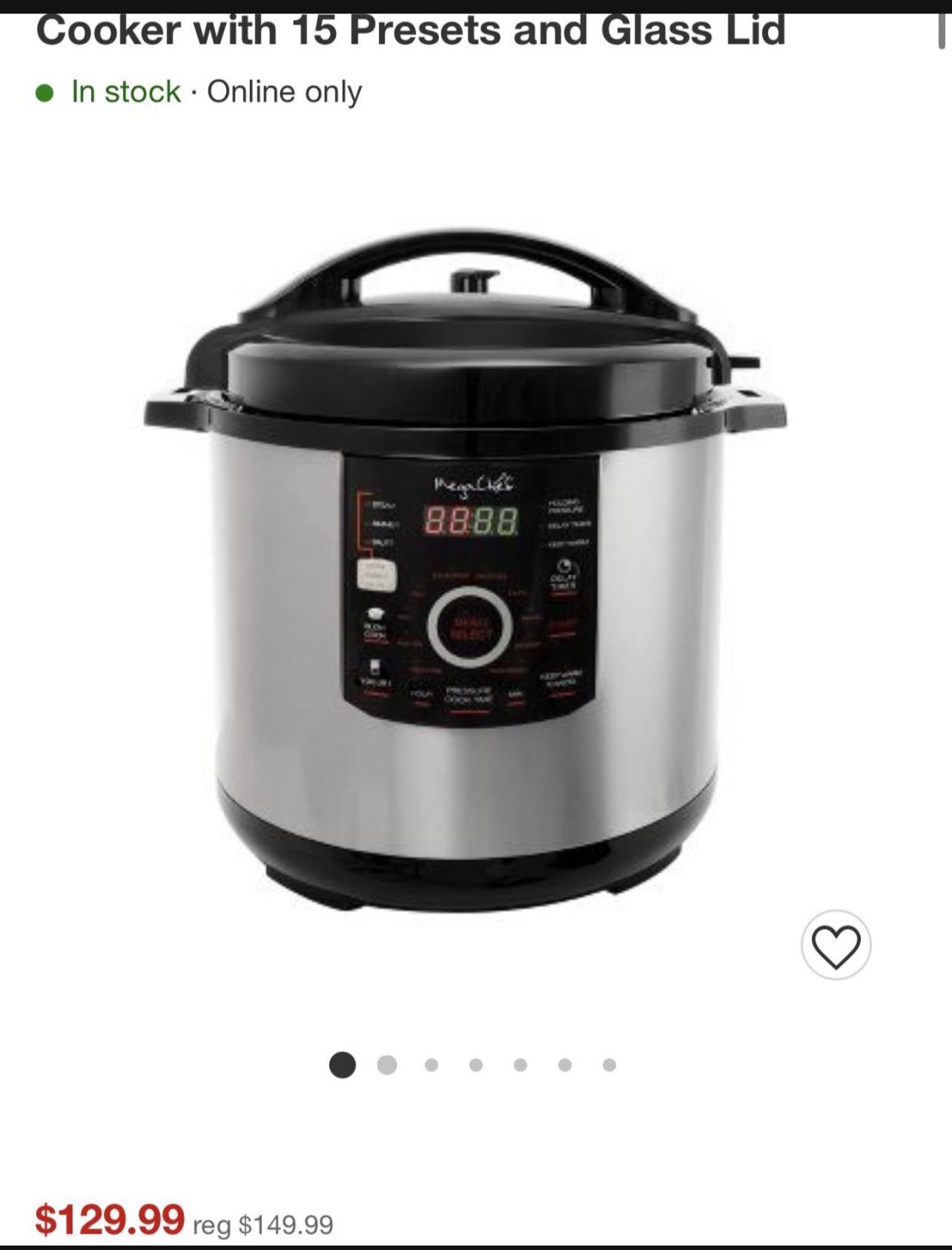 Megachef 12qt. Steel Digital Pressure Cooker With 15 Presets & Glass Lid