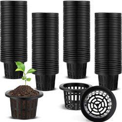 100 Pcs 4 Inch Hydroponics Net Pots Plastic Mesh Pots for Plants Garden Slotted Mesh Net Cups Plant Nursery Pond Plant Baskets Wide Lip Bucket Basket 