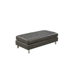 Logan Collection Ottoman by Nathaniel Home- Bonded Leather, Gray Color