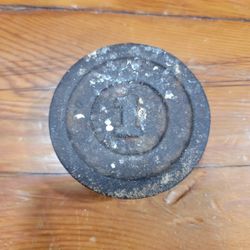 Vintage Antique One Pound Cast Iron Scale Round Disc Weight 1 LB
